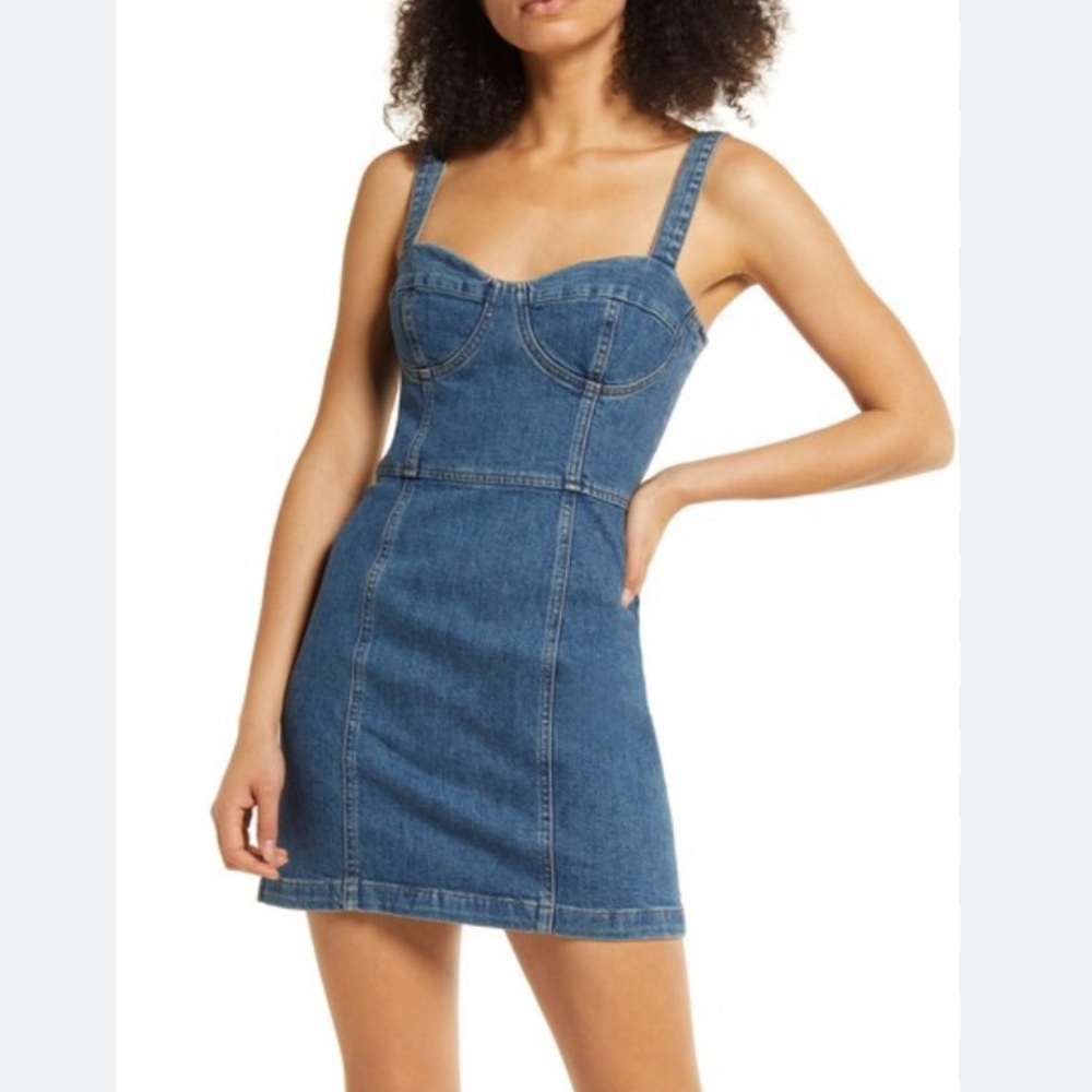 Reformation Nikki denim bustier mini dress - US10